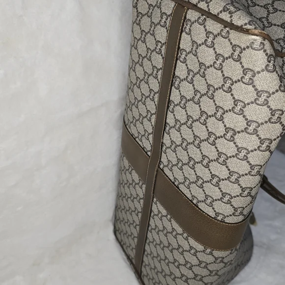 GUCCI GG Plus Canvas Boston Bag PVC Leather Beige - Picture 3 of 16